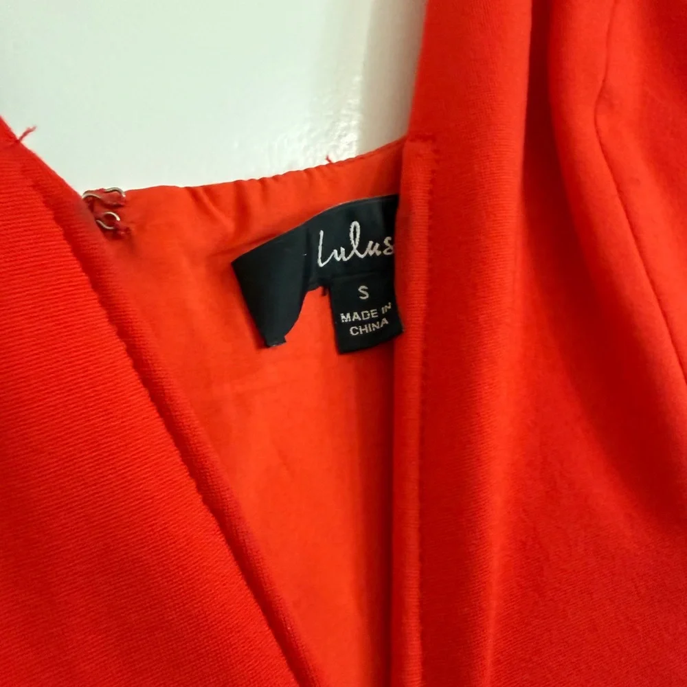 Lulus Red/Orange Wrap Front Midi Dress